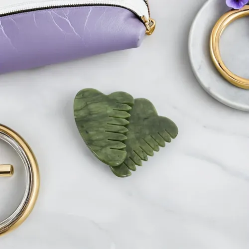 2 Cepillos Gua Sha Piedras Masaje Cabello Jade
