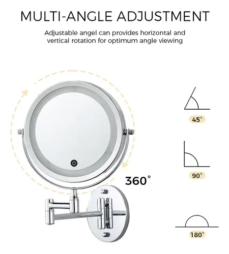 Espejo Pared Iluminación Led Aumento 10x Y 1x Reversible 360