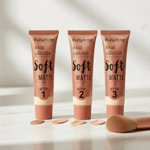 Base Líquida Ruby Rose Soft Matte Nude Acabado Natural