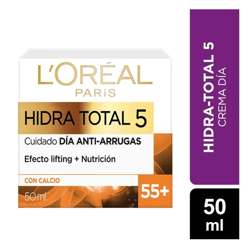 Crema Facial Día L’oreal Hidra Total 5 Anti-arrugas +55 50ml Tipo de piel Todo tipo de piel