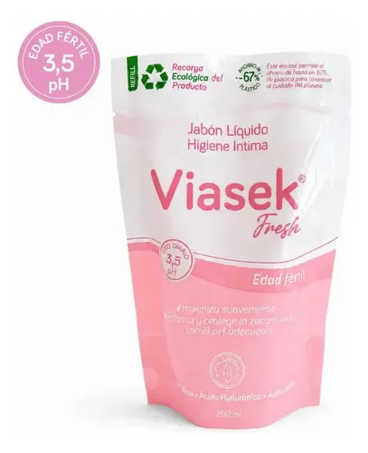 Viasek Fresh Jabón Líquido pH 3,5 Edad Fértil Refill x200ml