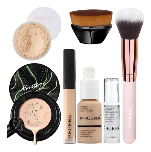 Conjunto De Maquillaje Phoera: Base, Cc Cream, Corrector Y