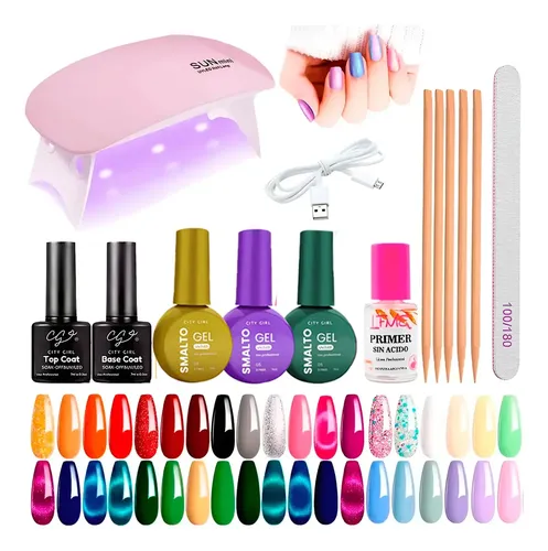 Kit Inicial 13 Unidades Manicura Semipermanente Cabina Led