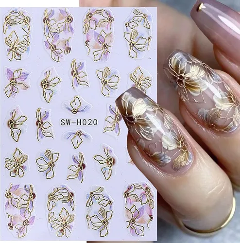 12 Pegatinas 3d Para Decoración De Uñas Con Flores De Lujo