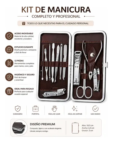 Kit Manicura Pedicura 12 Piezas Set Cuidado Personal P2ns