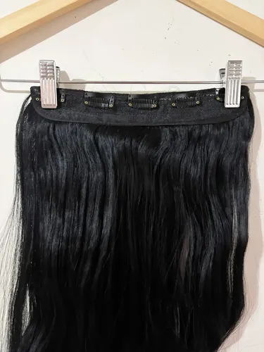 Cortinas De Pelo: Cabello Sintetico Premium Extensiones Color Negro 1 Ondas