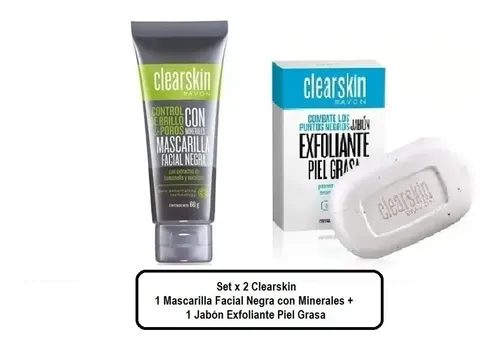 Clearskin Avon Mascarilla Facial Negra Jabon Exfoliante Set