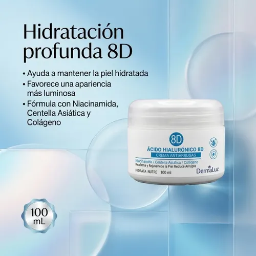 Crema Antiarrugas Acido Hialuronico 8d Dermaluz 100ml