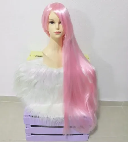 2026 Peluca Rosa Claro (flamingo) Larga Kanekalon 100 Cm
