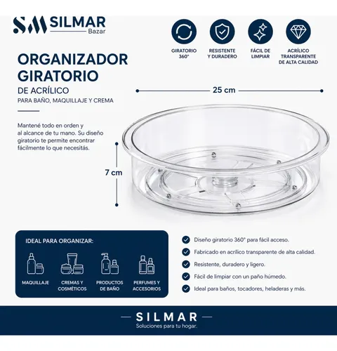 Organizador Giratorio De Acrilico Para Baño Maquillaje Crema