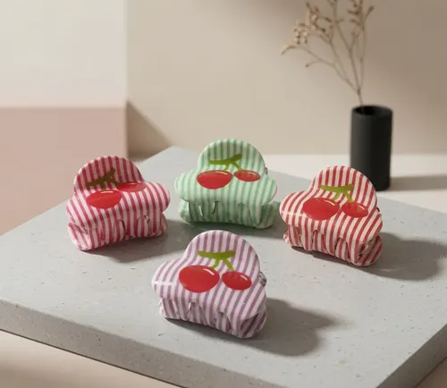 Broches Para Pelo Infantil 5cm X 12 Unidades Cereza