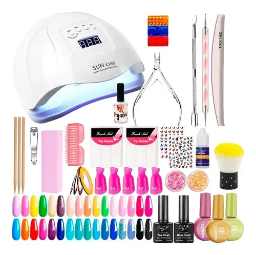 Kit Inicial Uñas Y Semipermanente Cabina Completo 44 Piezas