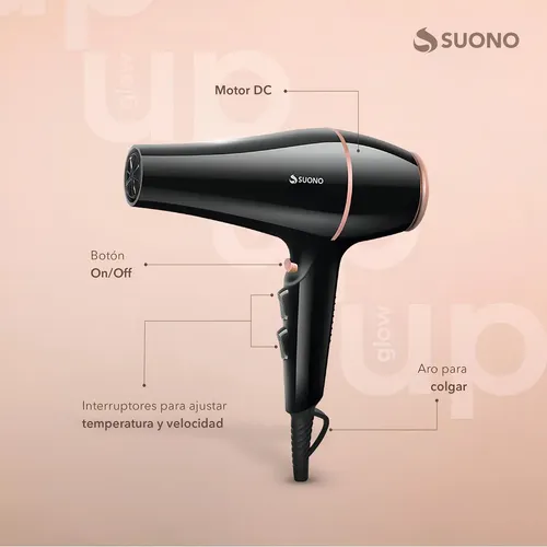 Secador De Pelo Suono Con Control De Temperatura Negro