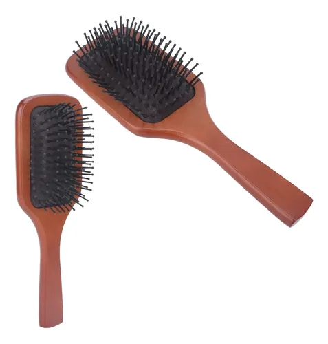 Cepillo De Pelo Tipo Paleta, Mango De Madera, Fácil De Desen Brown With Black Bristles