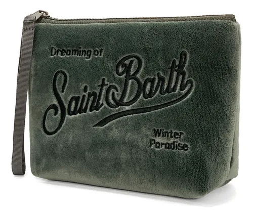 A Bolsa De Maquillaje De Terciopelo Verde Oscuro Sz051pcs Bordada