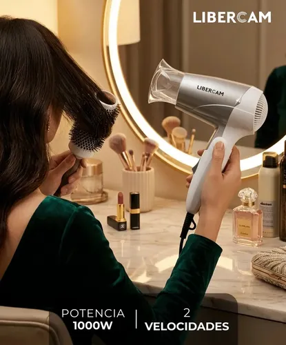 Secador De Pelo Cabello Libercam RSEC-01 Caliente 2 Velocidades 1000w Color Blanco y Gris