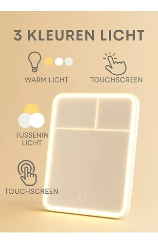 Espejo Con Soporte 3 En 1 Con Luz Led Y Aumento Touch Usb