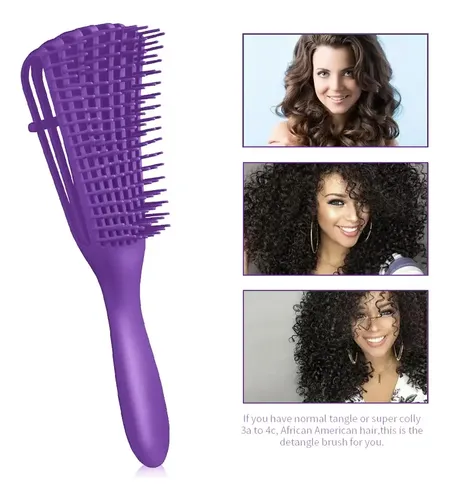 Cepillo De Cabello Para Rizado, 2 Piezas, Azul Y Morado