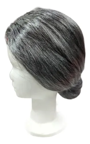 Peluca Abuela Gris Rodete Cotillon