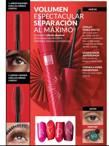 Máscara para Pestañas Avon Wow Volumen y Definición Negra de 10g