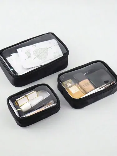 Bolsa De Maquillaje De Viaje De Gran Capacidad De Malla De N Clear L Transparent Top