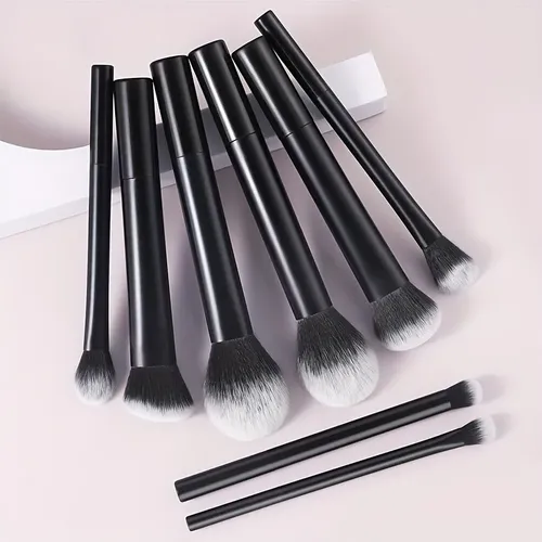 Set De 8 Brochas De Maquillaje Profesional, Con Brocha Rubor