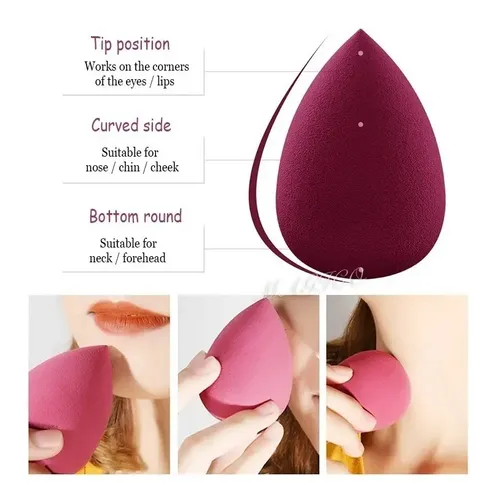 Esponja En Forma De Gota Para Maquillaje Liquido Y Polvo