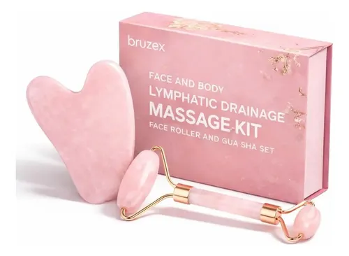 Set Masaje Linfático Facial Bruizex Con Rodillo De Jade Y