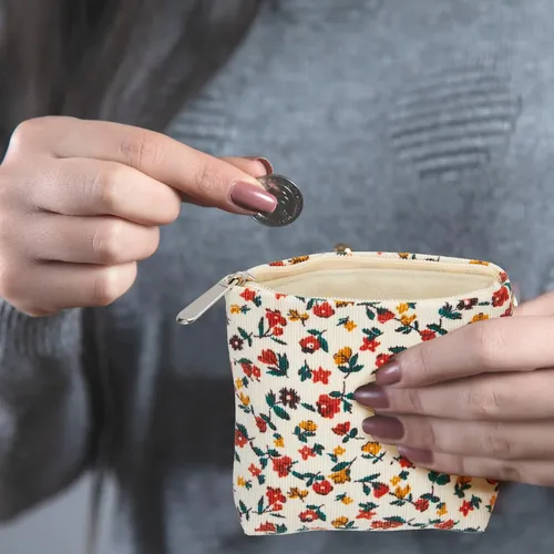 Bolsa De Maquillaje Abbylike Floral Corduroy Para Cosméticos