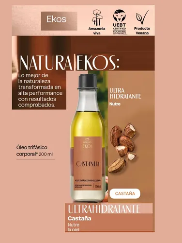 Oleo Aceite Trifásico Corporal Castaña Ekos Natura Vegano