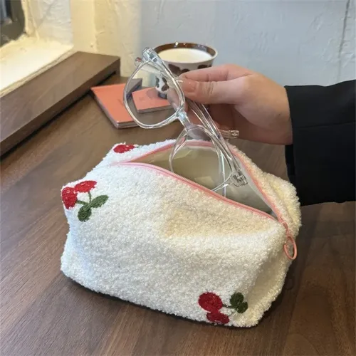 Bolsa De Cosméticos Con Estampado De Cerezas, Bolsa De Tocad