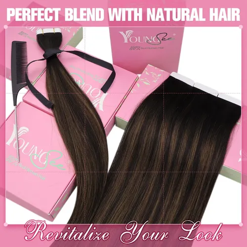 Extensiones De Pelo Con Cinta Adhesiva Youngsee Brown Balaya