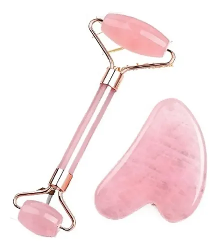– Herramienta Facial Gua Sha Con Piedra De Cuarzo Rosa, –