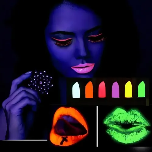 Labial Verde Fluo Manzana Cotillón Barra Brilla Luz Negra UV Hipoalergénico
