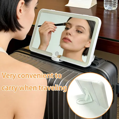 Qp. Espejo Visera Coche Con 3 Tonos De Luz Led Maquillaje –