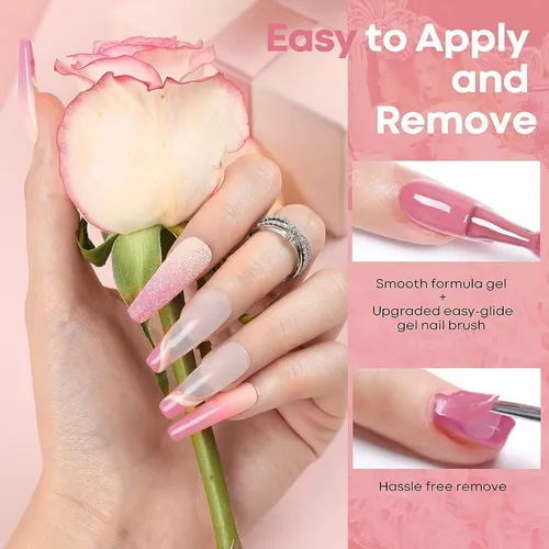 Modelones Set Gel Uñas 6 Colores Pink White