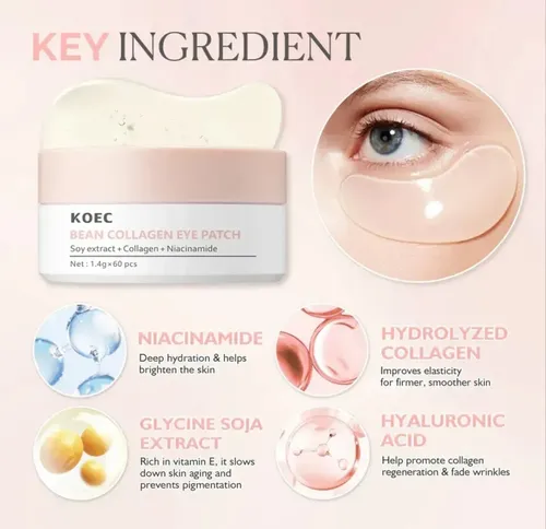 Parches De Ojos Hidrogel Bean Collagen+niacinamida 60 Pcs