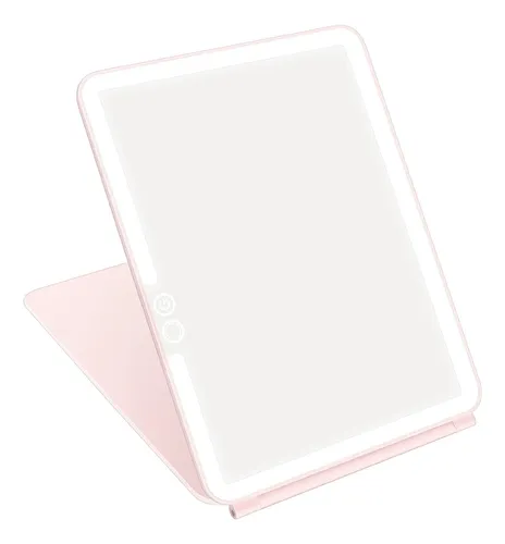 Espejo De Maquillaje Deweisn Con Luz Led Plegable Rosa