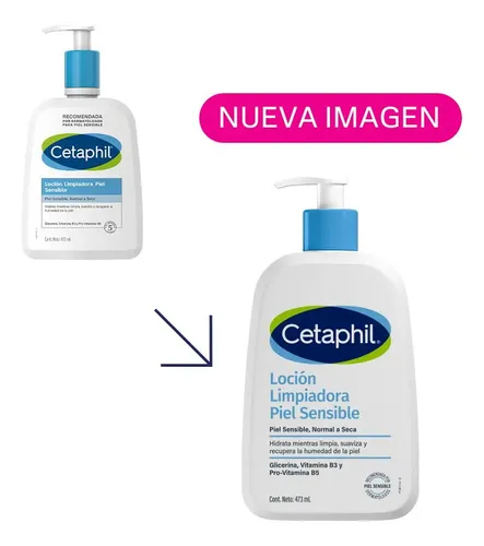 Cetaphil Loción Limpiadora Facial Corporal Piel Sensible y Seca 473 ml | Limpia e hidrata hasta 48 h, remueve maquillaje e impurezas, preserva humectación con niacinamida B3, pantenol y glicerina.