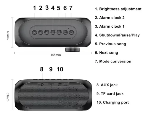 Altavoz Despertador Bluetooth Con Radio Fm, Mp3, Pantalla De Espejo Portátil, Doble Alarma