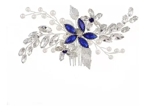Peineta De Boda Con Cristales Azules Accesorios Para Cabello