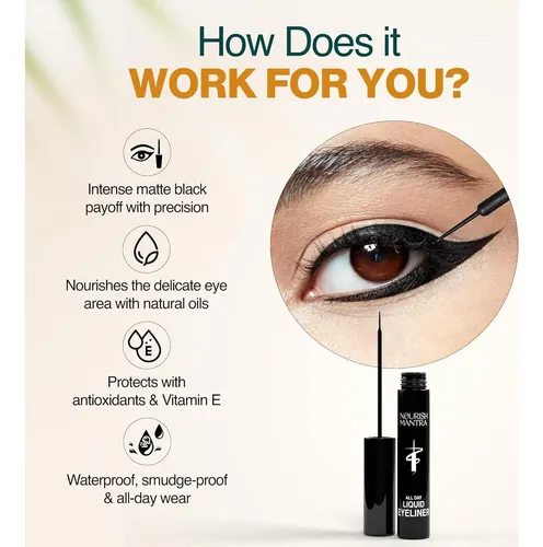 Delineador Líquido Waterproof Nourish Mantra 3ml Con