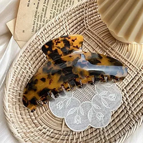 Pinzas De Pelo Grandes De 10cm Con Diseño De Piel De Tortuga 2pcs