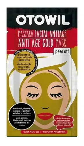 Mascara Facial Gold Mask C/ Hialuronico Otowil Sobre X20g Tipo De Piel Normal