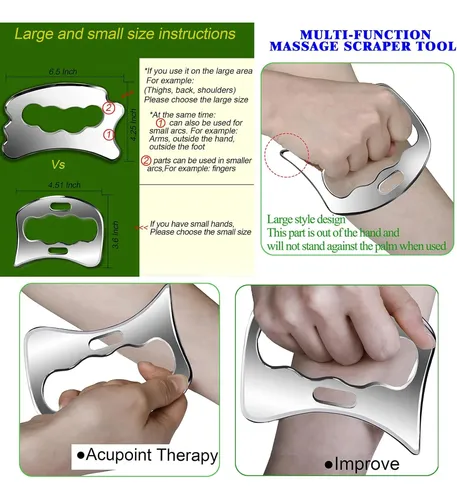Kit 6 En 1 Gua Sha Acero Inoxidable Para Masajes