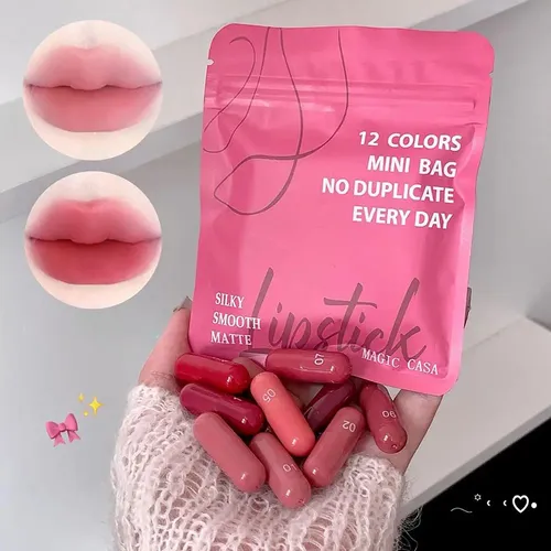 Set De 12 Colores De Lápiz Labial Mini Mate Natural Y Durade