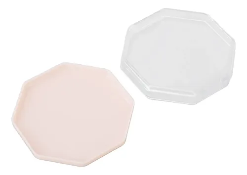 Maquillaje Octogonal Portátil Rosa Powder Puff Storage, 5 Un