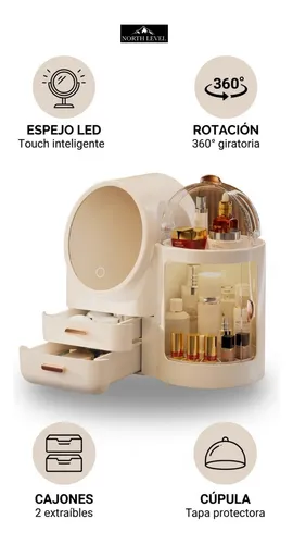 Organizador De Maquillaje Con Espejo Y Cajon Profesional