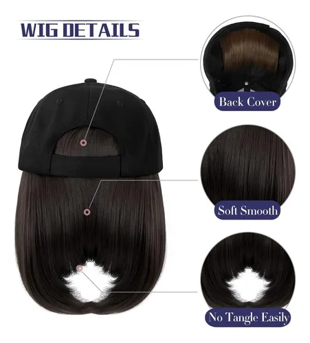Qlenkay Gorra Baseball Con Extensiones De Pelo Estilo Bob