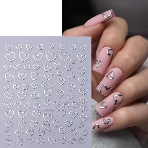Stickers Para Uñas Zoazjinaz 6 Hojas Con Diseño 3d De Corazo